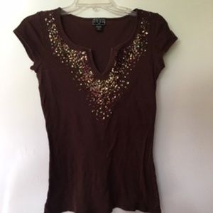 SOLD!  Tee shirt with hand sewn sequins